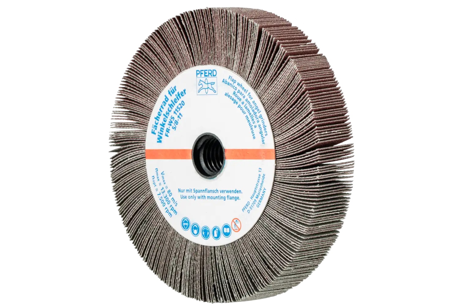 Picture of Pferd Angle Grinder Flap Wheel, 4-1/2" X 3/4 X 5/8-11, 180 Grit, Aluminum Oxide